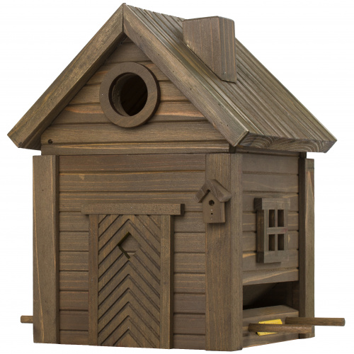 Wildlife Garden nest box / automatic feeder - brown