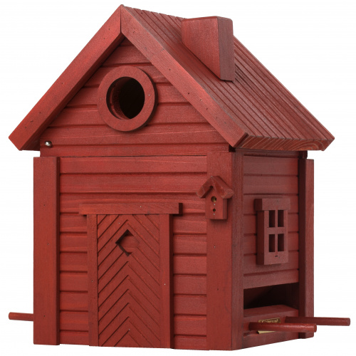 Wildlife Garden nest box / automatic feeder - red soil